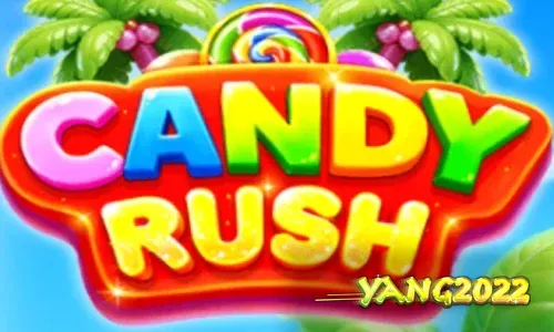 Tampilan visual cerah dan penuh warna dari slot Candy Rush dengan elemen permen tropis.